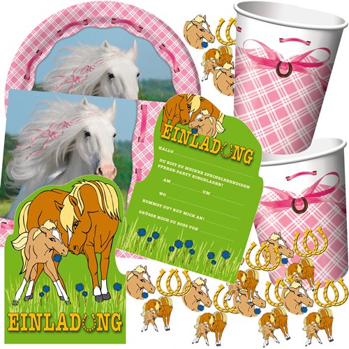 Tischdecke * WEISSES PFERD * für Kindergeburtstage oder Motto-Partys // Geburtstag Party Tablecover weiß und rosa Schimmel - 2
