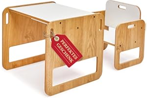 ‎BOOMDING BoomDing Kindertisch - für Kinder ab 1 Jahr - KINDERSITZGRUPPE - wunderschöner Maltisch für Kinder Monterssori - Kinderstuhl und Tisch - Kinder Tisch Stuhl Set - Sitzgruppe Kinder - Basteltisch