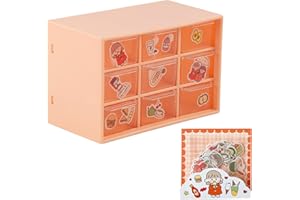 CIOUYAOS Klein Schreibtisch Schubladen Organizer, Mini Sortierboxen Kleinteilemagazin mit 40 niedlichen Aufklebern, Aufbewahrung für Heimbüro, Make-up, Schmuck, Haarspange, Kleinteile