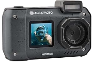 AgfaPhoto Realishot WP9500 - Appareil Photo Numérique Waterproof, Étanche 7m, 24 MP, Zoom 18X, Vidéo 4K, Double Écran 2.9"/1.4" - Noir