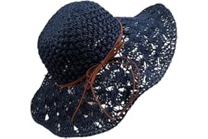 WEIGEER Straw Hat Women Beach Sun Hat Chapeau de Paille pour Femme Chapeau de Soleil de Plage Pliable à Large Bord Chapeau d'été pour de Paille pour Soleil