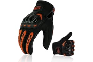 ARTOP Gants Moto Anti-glissant Anti-collision avec Doigt Tactile de Très Bonne Protection pour Hommes(Orange,L)