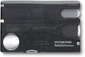 Victorinox Taschenmesser Swiss Card Nailcare (13 Funktionen, Glas-Nagelfeile, Schere) schwarz transparent