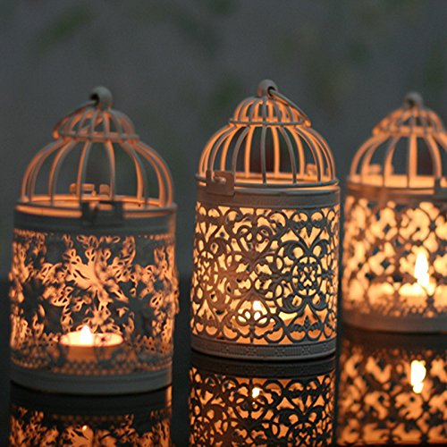 JUNGEN Nostalgischer Deko Vogelvoliere Vogelkäfig Vogelbauer Lilie Landhausstil 14*8cm,creme Weiß - 7