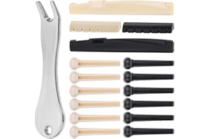 STYQUENZER 17pcs Acoustic Guitar Pins Acoustic Guitar Bridge Pegs Guitar String Pegs Acoustic Guitar Bridge Saddle Nut Remover Tool Guitar Replacement Parts Acoustic Guitar Bridge Pins Puller Peg Remover