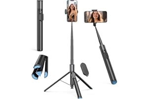 CAMOLO Automatyczny statyw do telefonu 65", wysuwany kijek do selfie do iPhone'a, wielofunkcyjny kijek do selfie ze zdejmowanym pilotem zdalnego sterowania, stojak na telefon, kompatybilny ze