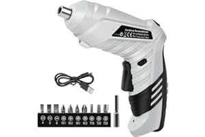 CURBOOM Cordless Screwdriver Compact,3.6V/1300mAh Rechargeable Lightweight Electric Drill Set, Rotating Handle, Magnetic Chuck, Led Light, Suitable for Home Assembly and Office DIY Tools