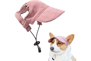 DOINEUFL Baseballkappe für Hunde, verstellbarer Sommer-Sonnenhut mit Ohrlöchern, atmungsaktive Visierkappe für Welpen, kleine, mittelgroße und große Hunde, Sonnenschutz im Freien (Rosa, XL)