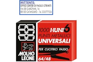 OFFICE CENTER DI PAOLO CITRINITI Punti Metallici Universali Molho Leone per Cucitrice Passo 64/48, Confezione da 10.000 Pezzi con penna blu OMAGGIO