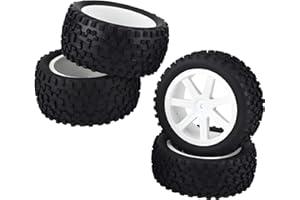 DILWE RC Car Rubber Tire, 4pcs RC Truck Rubber Tire nylon Wheel Accessory Parts for 1/10 ZD Racing Buggy Crawler Car(White)