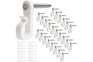Huakaile 30pcs Hooks for Garden Lights with Safety Buckle Design, Anti-Rust Waterproof Fence Hooks for Outdoor Lights, Hanging Plants Wind Chime Basket Decorations Indoor Use (White, 30)