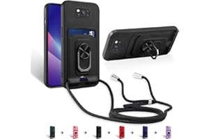 Zyweil kompatibel mit Xiaomi Poco X3 Pro/Poco X3 NFC/Poco X3,Necklace Hülle, mit 360°Ring Ständer magnetisches Eisenblech Kartenhalter Silikon Schutzhülle-Schwarz
