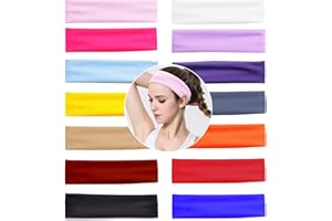 VEGCOO 14 Stück Haarband Mädchen, Bunt Yoga Baumwoll Haarband, Elastisches Stretch Mädchen Stirnband, Ballett Damen Haarband für Sport Pilates Fitness