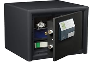 BURG-WÄCHTER Möbeltresor mit elektronischem Zahlenschloss, Combi-Line, Sicherheitsstufe S2, Feuerschutz LFS 30 P, VdS-geprüft, 27 l, 55 kg, CL 420 E, Schwarz