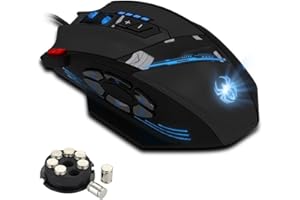 zelotes Souris Gamer Filaire,12 Boutons Programmables,4000DPI,8 Blocs de Poids,Haute Performance,RGB,Conception Ergonomique,Souris de Jeu pour PC,Ordinateur Portable,Mac,Noir