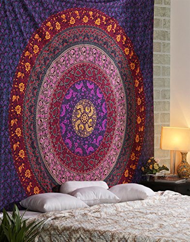 Indisch Mandala Wandteppich Hippie Bunt Wandbehang Baumwolle Tapisserie Floral Tapestry Von Rajrang - 2