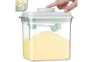 PENRUNKA 1700ml Air Tight Baby Formula Powder Dispenser with Scraper & Measuring Scoop, Push-Button Seal Lid Moisture-Proof Food Storage Containers, Dishwasher Safe Pots for Milk, Coffee, Cereal & Flour