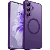 CANSHN Magnetic Case for Samsung Galaxy S24 (6.2 Inches), [Total Camera Protection] Translucent Matte Background, Dark Purple