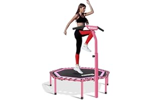 Gielmiy Fitness Trampolín, Trampolín Silencioso Pequeño Fitness de 48 Pulgadas con ​Mango Ajustable ​para,Adecuado para Adult Trampolín Profesional para Jardín Gimnasio ，Peso Máximo 200 kg