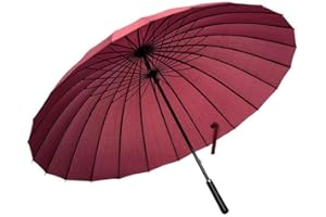 Lancoon 24 Ribs Large Umbrella Fashion Long Handle Straight Anti-UV Sun/Rain Stick Umbrella KS07Red