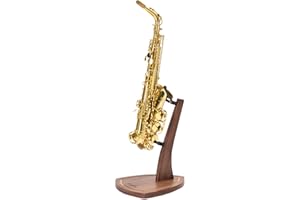Musbeat Saxophonständer, Saxophonständer für Altsaxophon und Tenorsaxophon, Walnuss Hartholz Altsaxophonständer mit weichen Silikon-Jochen, handgefertigter Tenorsaxophonständer aus Holz für