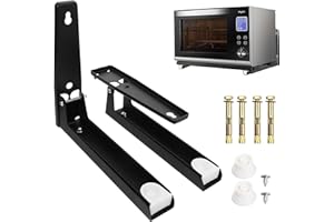GEBRAZY 2 Piezas Soporte Microondas Pared,Soporte Para Microondas,Soporte De Pared De Acero Inoxidable 304, Plegable Extensible Soporte Para Horno De Microonda, Apto Para Microondas Y Horno,Negro