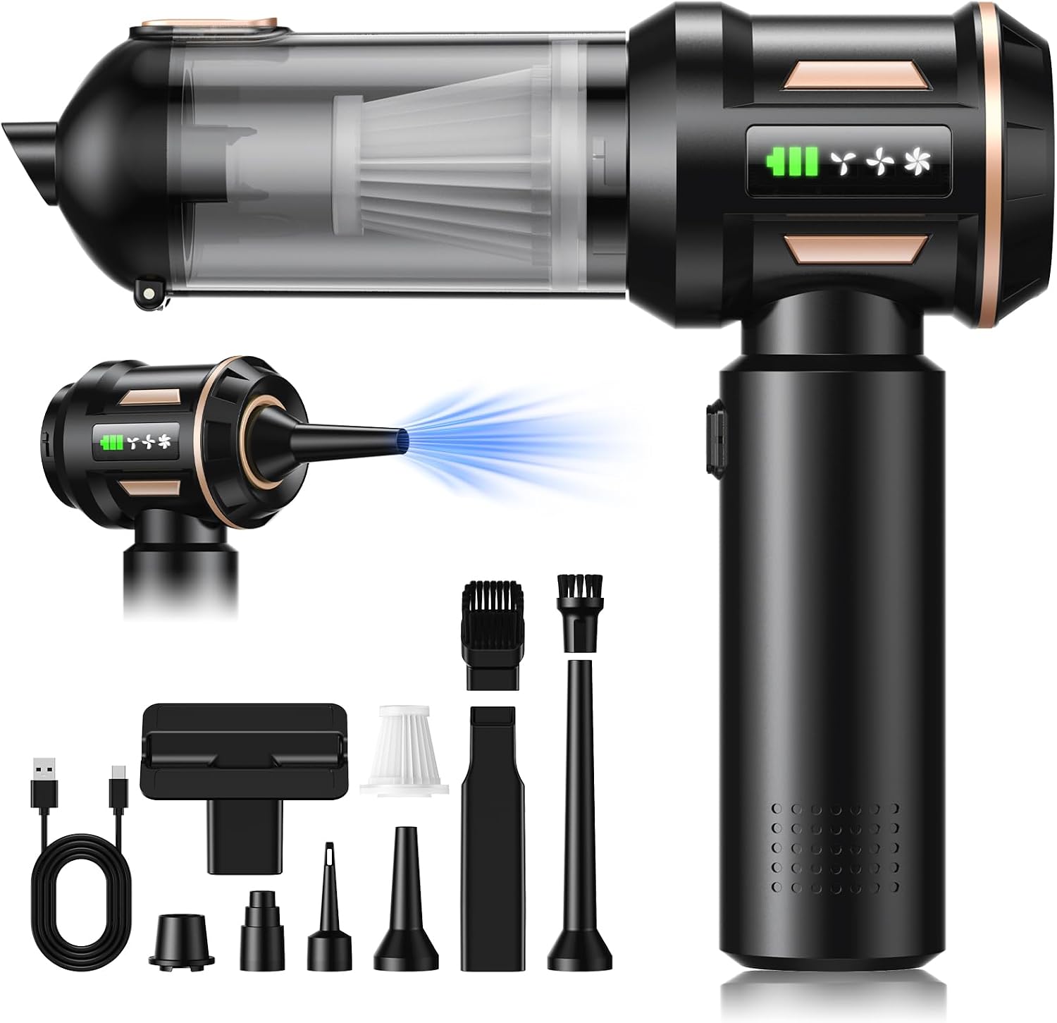SLOKSFil 2026 Aspiradora de Mano,28000PA Aspiradora Mini 4 en 1 Sin Cable, Autovaciado con un Solo Botón y, 3 Niveles de Succión Motor sin Escobillas, para el/HogarPelos/Animales/Cocina