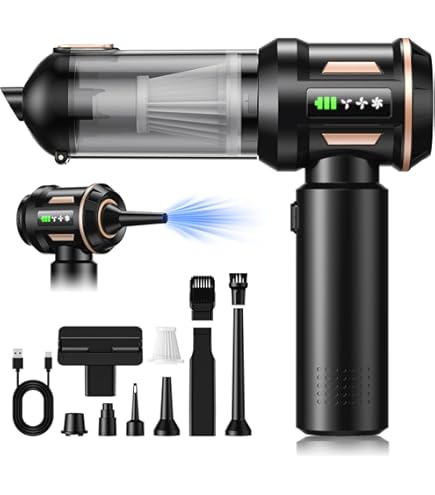 GARAID 4-in-1 handstofzuiger, 25000Pa krachtige draagbare mini-stofzuiger, 6000mAh draadloze autostofzuiger met borstelloze motor, 2 zuigniveaus, voor dierenharen, auto, huis, kantoor