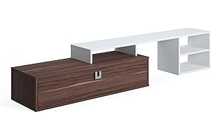 Amazon Movian - Tavolino da TV 210 x 40 x 38 cm, colore noce-bianco