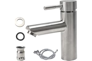 Minnhua Mitigeur Cuisine Acier Inoxydable 304, Robinet Salle Bain avec Tuyau, Chaude et Froide Robinet Lavabo, Robinets Lave Main pour Lavabo Dans la Salle de Bain, les Toilettes des Invités (Argent)