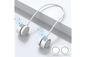APPFUSHI Tragbarer Nackenventilator, 3 Geschwindigkeiten Halsventilator USB Wiederaufladbarer Ventilator mit 720° Einstellbare Windrichtung Blattloser Tragbarer Ventilator-Weiß