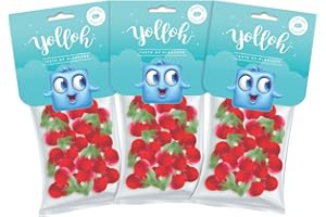 YOLLOH - Yolloh Cerises Sans Sucre 3x100gr - Pour les amateurs de bonbons - Partage lors d'une soirée cinéma - Indulgence sans sucre - Confiserie aromatisée
