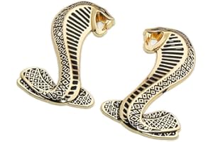 YK ZAOOER Métal 3D Shelby Autocollant Autocollant emblème Insigne Serpent Cobra (à Droite) Liens et pour Le Sport Ford Mustang Ensemble de 2,Black Gold