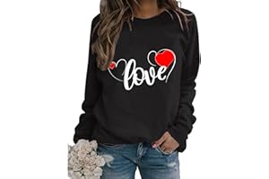 SUNNYUK Sudaderas Mujer Sin Capucha De Marca Día De San Valentín Cuello Redondo Sudadera Blusas Sweatshirt Tallas Grandes Elegante Shirt Blusa Superior para Primavera Y Otoño Y Invierno