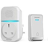 TECKNET Self-Powered Doorbell, Wireless Doorbell No Battery Required Push Button Plug Through Cordless Door Chime at 492-feet