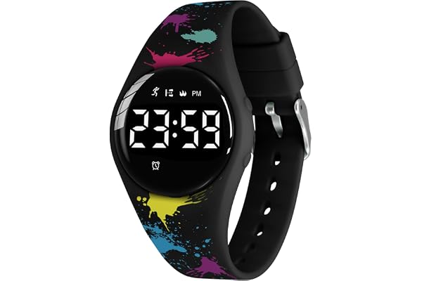 aswan watch Montre Digitale Enfant avec Chronomètre, Eclairage, Alarme, Date,Podomètres Marche Non Connecté-Montres Sport pour Fille Garcon avec Bracelet en Silicone