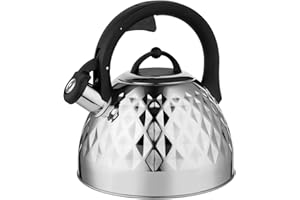 FLORINA Bollitore Acqua (2,5 l) I Bollitore da Fornello FENNY MIRROR I Bollitore con Manico in Bachelite I Antigraffio I Bollitore per Fornelli a Induzione, Gas, Elettrici I Colore: Argento