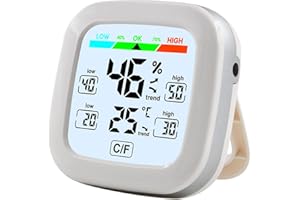 Termometro digitale casa Geevorks Termometro igrometro interno ed esterno per interni misuratore di temperatura e umidità sensore di temperatura e monitor dell'umidità con retroilluminazione Trend