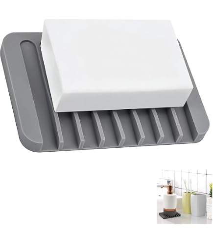 4 Porte-Savons En Silicone Auto-Drainants | Noir, Blanc, Gris - Pour Salle De Bain Et Cuisine