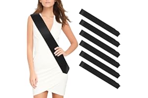 OZOSHINE Weihnachten Schärpe 6 Stück Schwarz Schärpen blank Party Accessoire schärpe Bedrucken personalisierte Satin schärpe DIY für Geburtstag Hochzeit Bachelorette Party JGA Abitur Schönheitswettbewerb