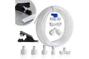 ZHSIHAI Tuyau eau frigo americain, Tuyau eau camping car, Tuyau frigo americain, Kit de Frigo Tuyau D'alimentation en Eau Universel 15M,Kit de Connecteur de Tuyau de Réfrigérateur 1/4 ".