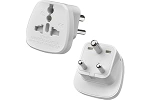 TEC UK - 2 X UK to India Travel Adapter, 3 Pin Prong Plugs for Visitor from UK, Europe, USA, Australia to India (PACK OF 2) White