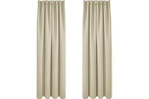 Deconovo Cortinas Opacas Térmicas Aislantes para Ventanas de Habiatción con Doradillas 2 Piezas 140x220cm Beige Oscuro