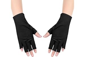 TCASENER Guanti di protezione UV Guanti senza dita, professionali per manicure, guanti con protezione UV, per la cura della pelle delle unghie, Proteggere le Mani uso esterno della casa (nero)
