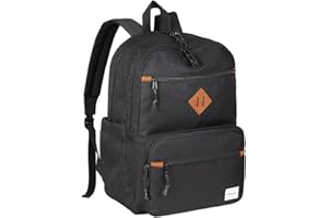 RAVUO School Backpack, Lightweight Black Backpack for Men Women Teens Girls Boys School Bag Water Resistant College Backpack Rucksack with Multi Pockets for Travel,Work