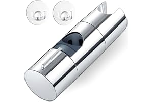 TOMARIO Verstellbarer Duschkopfhalter Ersatz für Slide Bar Universal 19-25MM Duschkopfhalter Ersatz für Slide Rail Duschkopf, verchromt, einfache Installation (Bonus 2pcs Klebehaken)