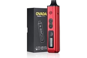 OVADA Vaporiser Kit with Screen Ceramic Chamber + Quick Charge Handy Portable Temperature Control in °C and °F Steam Herbs Dry Herb (Red)