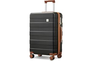 imiomo Koffer Trolley Koffer Reisekoffer von ABS Hartschalen Trolley Kofferset mit TSA Schloss und 4 Rollen Schwarz
