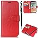 Produktbild Apple iPhone XS Hülle,iPhone X Leather Handyhülle,WIWJ Handyhülle Wallet Case[Einfarbig zwei-in-one Kann Getrennt Werden Leder Case] Flip Schutzhülle in Standfunktion Kredit Kartenfächer Magnetverschluss PU Leder Lederhülle Silikon Anti-Scratch Shell Back Cover Folio Hüllen Schale Schutzhüllen für iPhone X/iPhone XS+1x Touch Stylus Pen-Rot