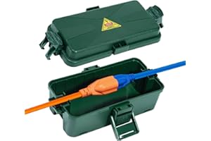 DIQMIAQ Outdoor Electrical Box IP54-rate Waterproof extension lead Box (7.6 x 3.9 x3.3 inch) Weatherproof Connection Box with 2 Cable Entries/Exits Protect for Festival Light, Plug(Green 1 PCS)